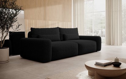 Carnos Melody 15 chenille three-seater sofa, black legs