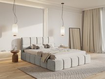 Upholstered bed 180x200 cm Cloudy with storage light gray Toronto 02