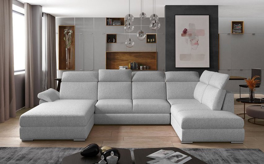 Corner sofa with sleeping function Rablisa U (Fabric: Grande 81, Side: Left)