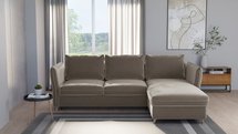 Corner sofa with sleeping function Bastimento L-shaped with storage universal beige hydrophobic velvet