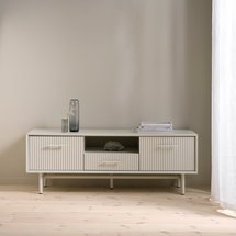 Athenise TV cabinet 140 cm three-door slatted light gray