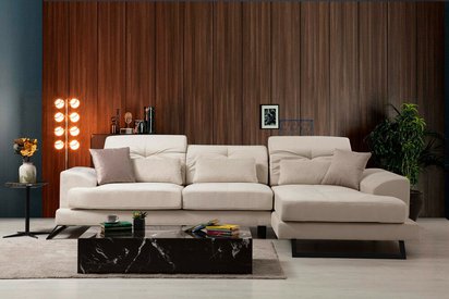 Corner sofa Terwince cream eco-leather right side