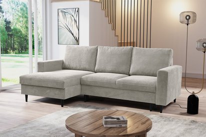 Corner sofa with sleeping function Nalika L-shaped with storage Poso 100 corduroy left-hand side