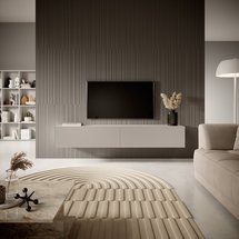 Veldio TV cabinet 175 cm Gray beige with milled front