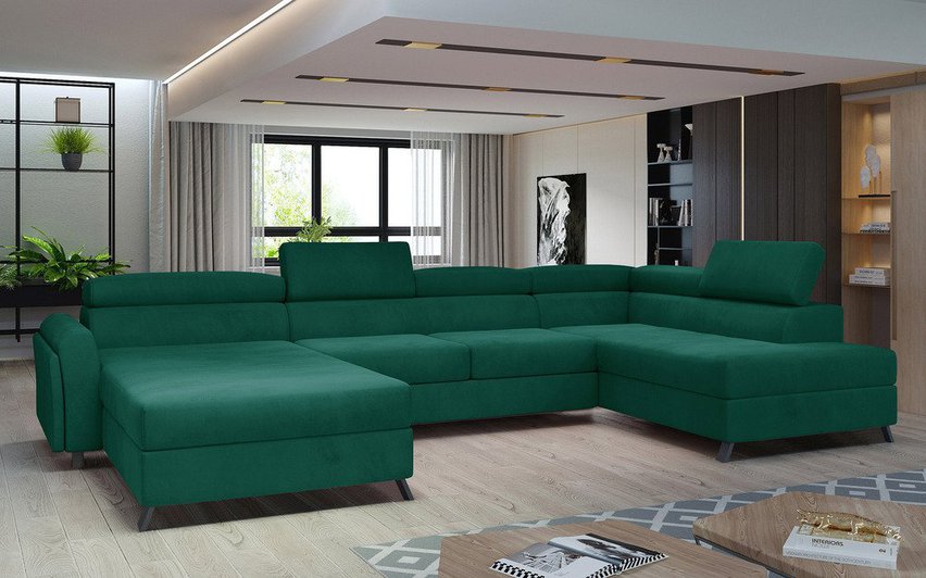 Corner sofa with sleeping function Matoaka (Fabric: Monolith 37, Side: Right)