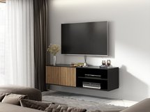 TV cabinet Kastano 150 cm hanging Black/Artisan oak