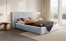 Upholstered bed 180x200 cm Toile with storage box and metal frame Opera light gray