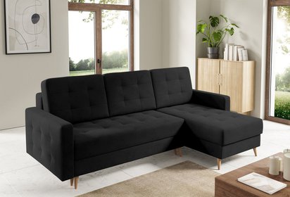 Corner sofa with sleeping function Halvad L-shaped Amon 13 with container hydrophobic velvet universal