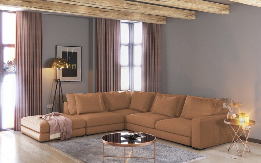 Mia L-shaped modular corner sofa, right side (Fabric: Storm 54)