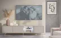 Bello TV cabinet with lamella fronts, 175 cm, Gray beige