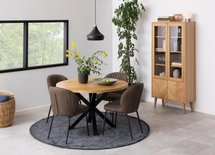 Kardema round dining table 120 cm veneered oak on black legs