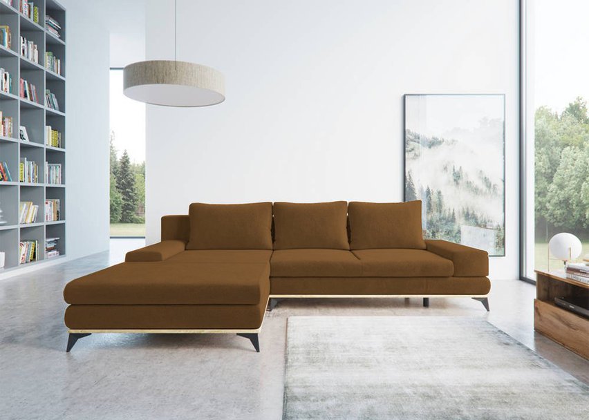 Corner sofa with sleeping function Stoverto (Fabric: Element 07, Side: Right)