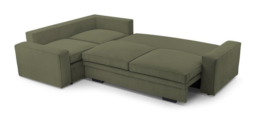 Figline L-shaped corner sofa with sleeping function with container Lincoln 37 corduroy left-hand side