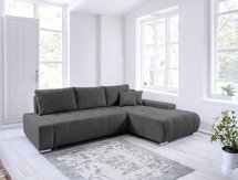 Corner sofa with sleeping function Magliano L-shaped with storage dark gray corduroy right-hand side