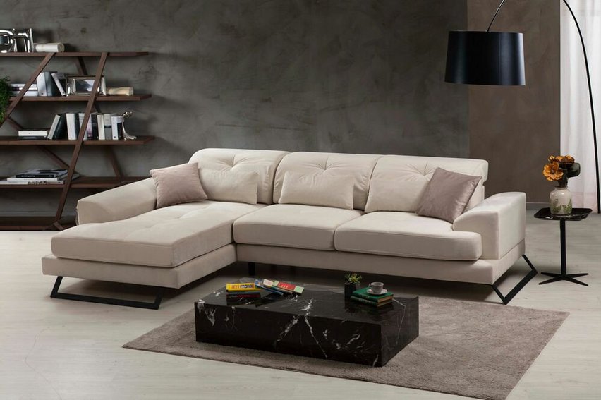 Corner sofa Terwince cream eco-leather left side