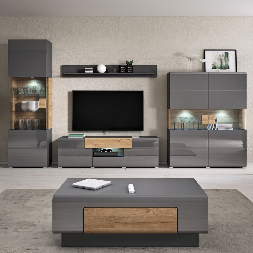 TV cabinet Aleyna 159 cm anthracite (Eclairage: Non)