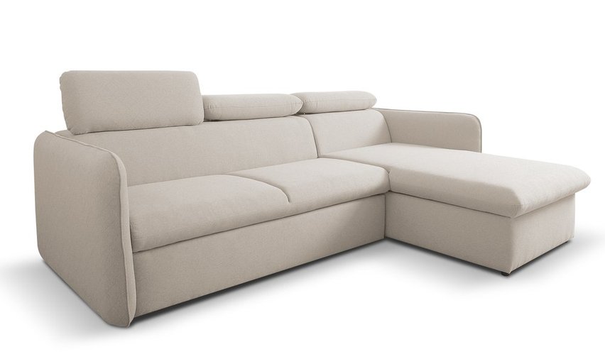 Corner sofa with sleeping function Paladia Castel 03 in hydrophobic velvet fabric, right-hand side