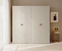 Moonir four-door wardrobe with two rails, shelves 200 cm Grey beige
