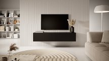 Veldio TV cabinet, 140 cm, black, with a milled front