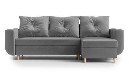 Corner sofa with sleeping function Lamarry L-shaped with container universal Kronos 53 velour