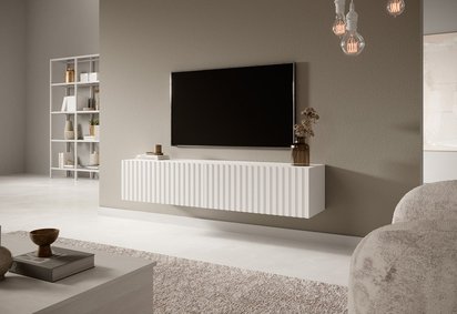 Telire TV cabinet 138.6 cm White with lamella front