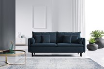 Gennario three-seater sofa bed with storage (Fabric: Cloud 79, Legs: Black)