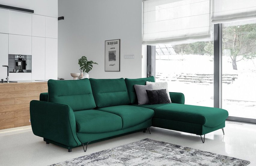 Bradeno L-shaped corner sofa bed with storage (Fabric: Nube 35, Side: Right)