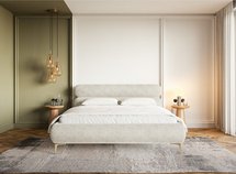 Upholstered bed 180x200 cm Roule with storage, metal frame Perfect Harmony 02 chenille, gold legs