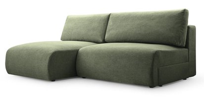 Corner sofa with sleeping function Fimbo L-shaped with container Aragon 39 hydrophobic chenille left-sided