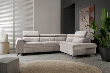 Hazryn L-shaped corner sofa bed with adjustable headrests and storage (Fabric: Cloud 81, Side: Right)