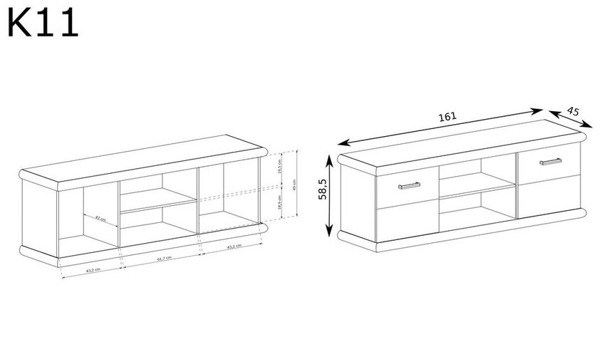 Korkone TV Cabinet 157 cm (Kraft White)