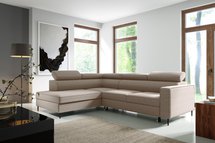 Corner sofa with sleeping function Vero L-shaped with container Neve 04 braided left-hand side