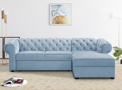 Corner sofa with sleeping function Brusce (Fabric: Kronos 50, Side: Right)