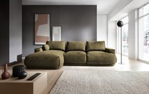 Divo L-shaped corner sofa with sleeping function with a container, olive, hydrophobic braid, left-hand