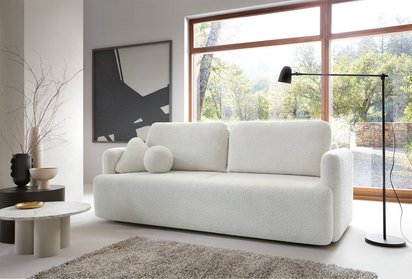 Lambina three-seater sofa with Abriamo 04 boucle container