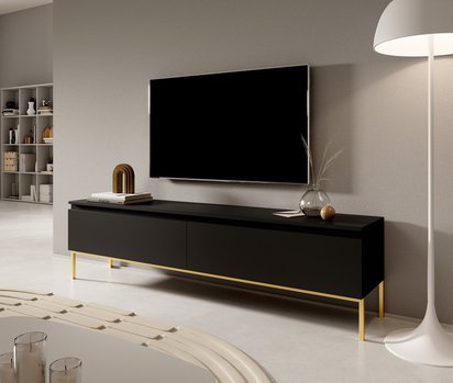 Bemmi TV cabinet, 175 cm, black with gold legs