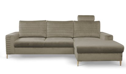 Buram L-shaped corner sofa bed with storage (Fabric: Velluto 03, Side: Right)