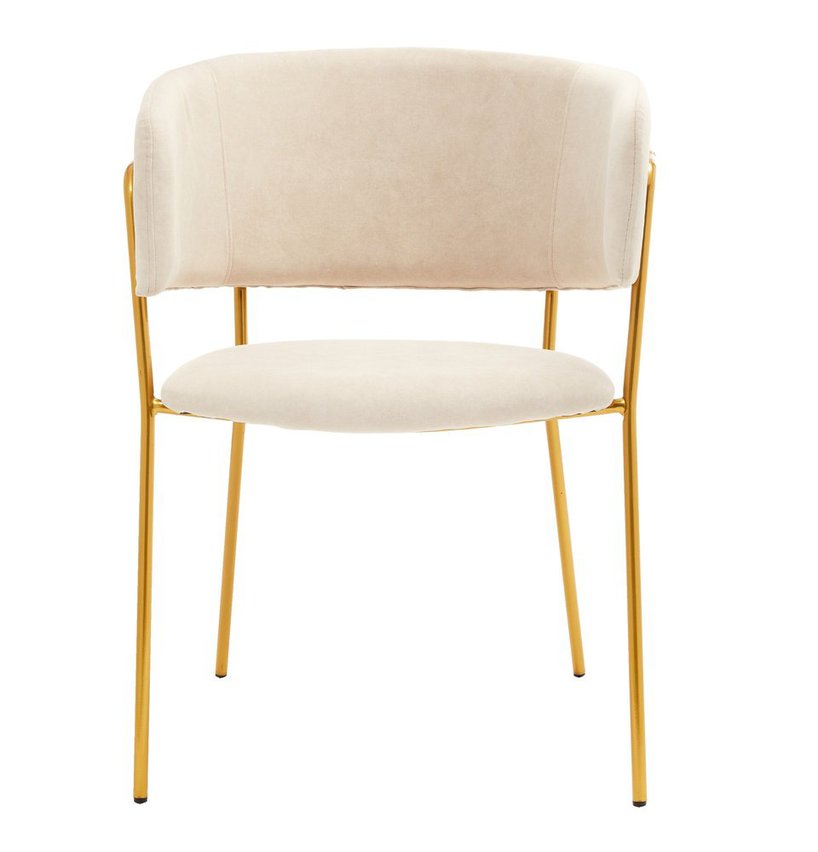 Prools upholstered chair, beige/gold base