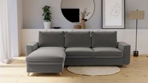 Almirante L-shaped corner sofa with sleeping function with storage, universal, gray-brown, hydrophobic velvet