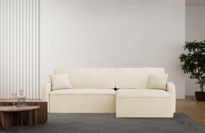 Corner sofa with sleeping function Picatti Amon 18 L-shaped with a container in hydrophobic fabric universal velour