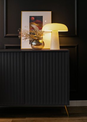 Bello chest of drawers with lamella fronts, 104 cm, black, with gold legs