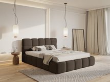 Cloudy upholstered bed 180x200 cm with storage box, brown Legend 07