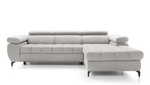 Pernes L-shaped corner sofa bed with adjustable headrests and armrests and a container (Fabric: Castel 80, Side: Right)