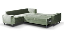 Corner sofa with sleeping function Ninetta Magic Velvet 2243 with a container in a hydrophobic fabric, velour legs, black, left-hand side