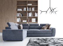 Corner sofa bed Danles L-shaped with five adjustable headrests and a left-hand container (Fabric: Element 23)