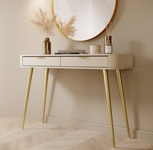 Dressing table with drawers Oval 112 cm Beige