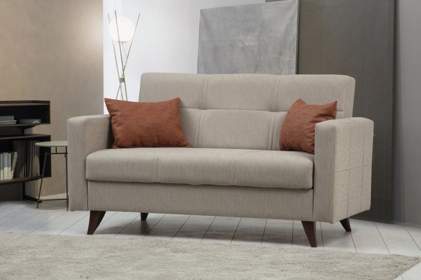 Desizes two-seater sofa with armrests, beige