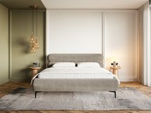 Upholstered bed 140x200 cm Roule Amon 16 hydrophobic velvet black legs