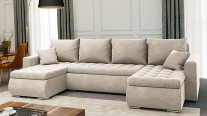 Corner sofa with sleeping function Derkan U (Fabric: Riviera 21)