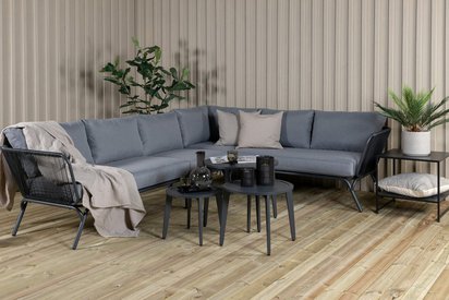 Discovest garden furniture set with corner sofa and coffee tables black/graphite